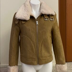 H&M Divided Shearling Lined Jacket with Buckle Collar